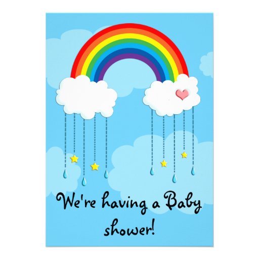 Simple rainbow baby shower personalized invites