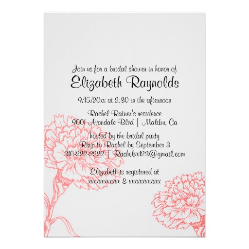 Simple Red & Black Bridal Shower Invitations