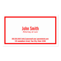 Simple Red Border Attorney Business Card