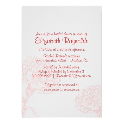 Simple Red Bridal Shower Invitations