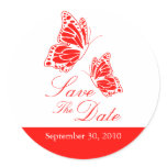 Simple Red Butterfly Save The Date Wedding Sticker