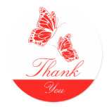 Simple Red Butterfly Thank You Round Stickers
