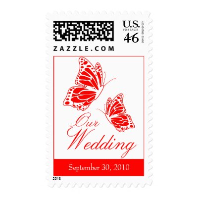 red and white butterfly wedding invitations