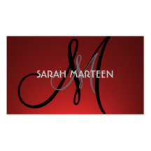 Simple red fade custom monogram cards business card