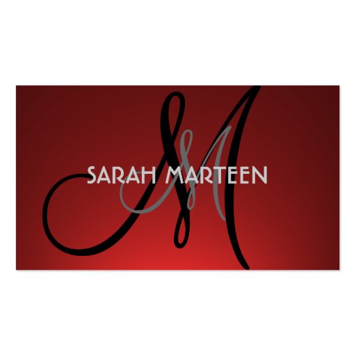 Simple red fade custom monogram cards business card (front side)