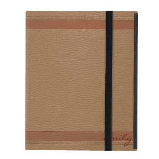 Simple Red Faux Leather Look Monogram iPad Cover
