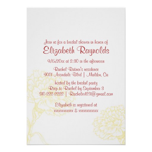 Simple Red & Gold Bridal Shower Invitations