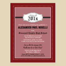 Simple Red Graduation Postcard Announcement postcards