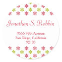 Simple red green Christmas holiday address label sticker