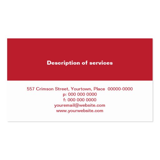Simple Red Panel Business Card (back side)