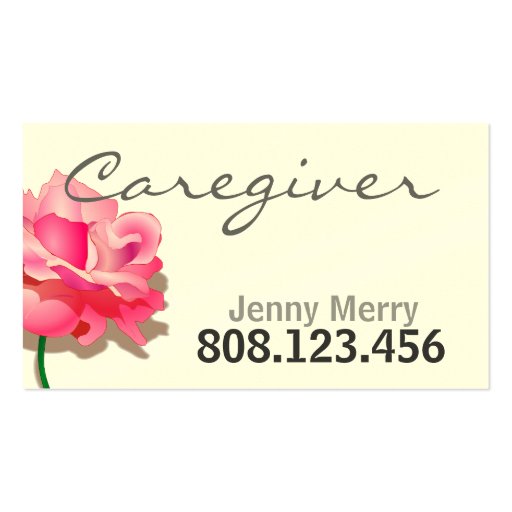 Simple Rose Caregiver Business Card template (front side)