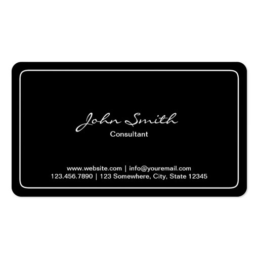Simple Round Corner Consultant Dark Business Card (front side)