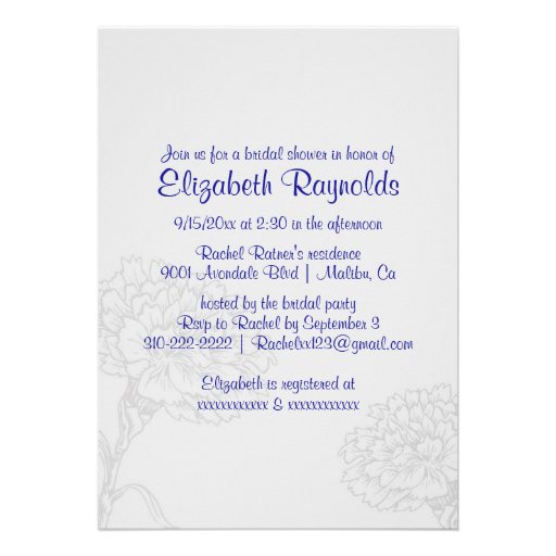 Simple Royal Blue Bridal Shower Invitations