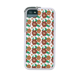 Simple Rustic Red Orange Flowers Pattern iPhone 5/5S Case