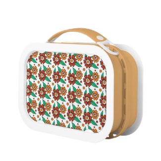 Simple Rustic Red Orange Flowers Pattern Yubo Lunchbox