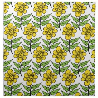 Simple Rustic Yellow Flowers Pattern Printed Napkin