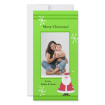 Simple Santa Green Holiday Christmas Photo Card
