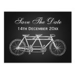Simple Save The Date Tandem Bike Black Post Cards