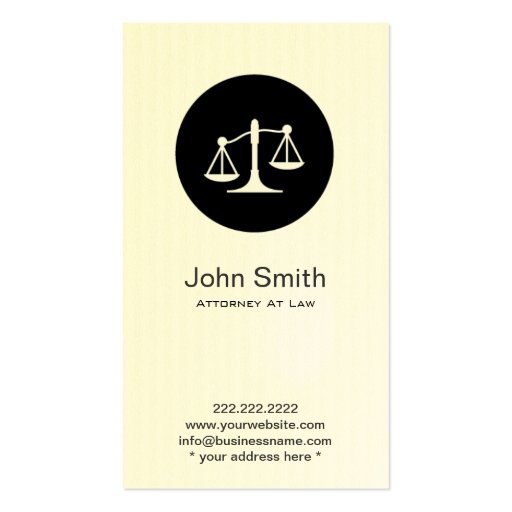 Simple Scales Icon Attorney/Lawyer Business Card
