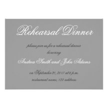 Simple Script Rehearsal Dinner Invitation Grey