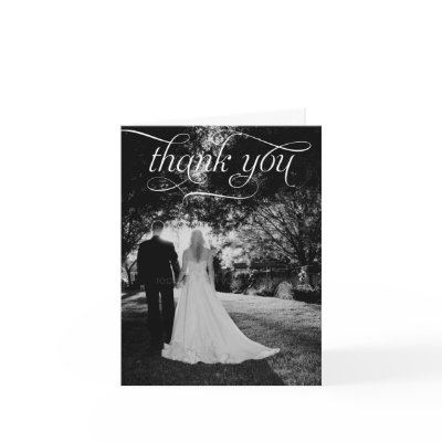 Simple Script Wedding Photo Thank You Card