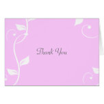 Simple Scrolling White & Pink VineThank You Card cards