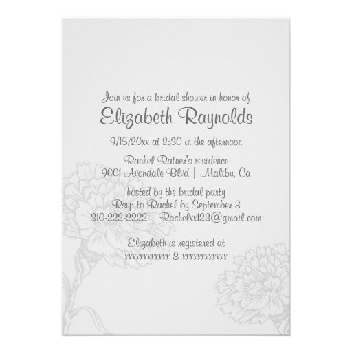 Simple Silver Bridal Shower Invitations