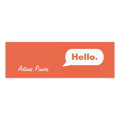 Simple Skinny IM Message Business Card orange (front side)