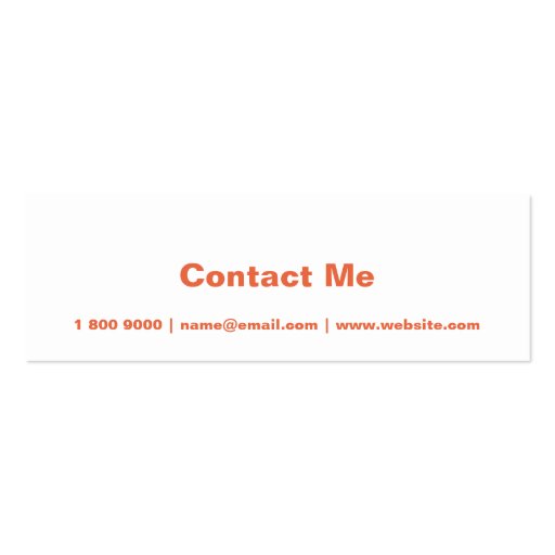 Simple Skinny IM Message Business Card orange (back side)