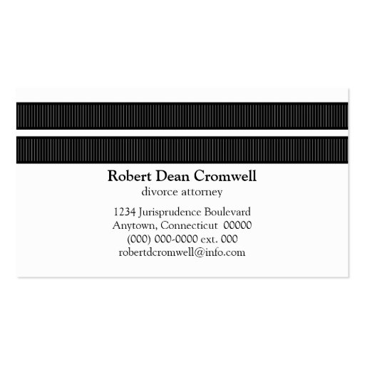 Simple Sleek Stripes Business Card, Black (back side)