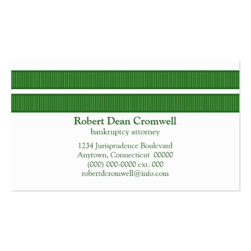 Simple Sleek Stripes Business Card, Green (back side)