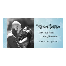Simple snowflake blue Christmas photocard photo cards
