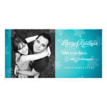 Simple snowflake blue Christmas photocard photo cards