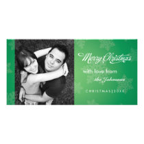 Simple snowflake green Christmas photocard photo cards
