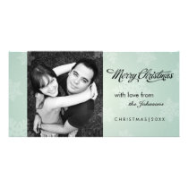 Simple snowflake mint green Christmas photocard photo cards