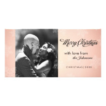 Simple snowflake peach Christmas photocard photo cards