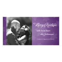 Simple snowflake purple Christmas photocard photo cards