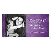 Simple snowflake purple Christmas photocard photo cards