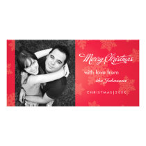 Simple snowflake red Christmas photocard photo cards
