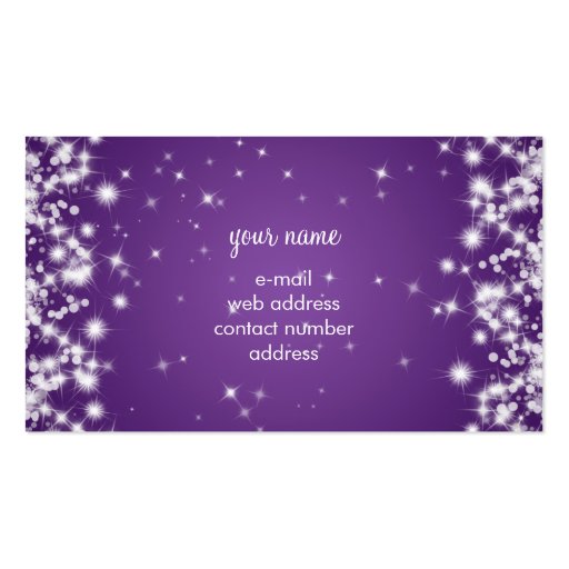Simple Sparkle Monogram Purple Business Cards (back side)