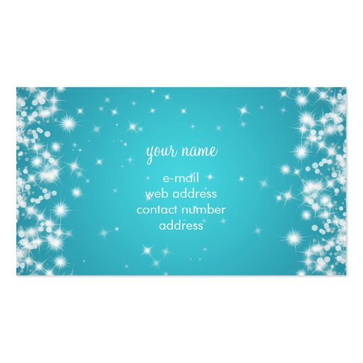 Simple Sparkle Monogram Turquoise Business Card Template (back side)