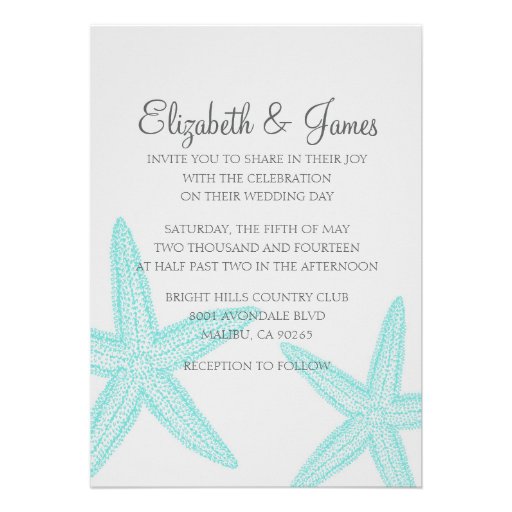 Simple Starfish Wedding Invitations
