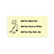 Simple Stick Figure Golfer Custom Address Labels