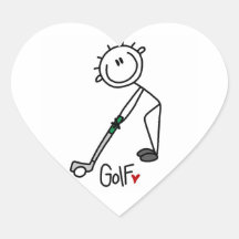 Simple Stick Figure Golfer Heart Sticker