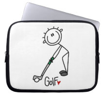 Simple Stick Figure Golfer Laptop Computer Sleeves