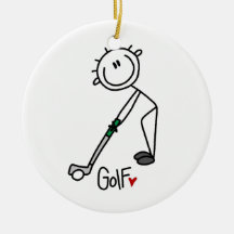 Simple Stick Figure Golfer Christmas Tree Ornaments