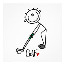 Simple Stick Figure Golfer Personalized Invite
