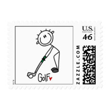 Simple Stick Figure Golfer Postage Stamps