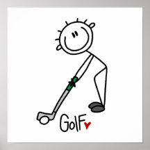 Simple Stick Figure Golfer Poster