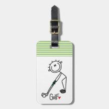 Simple Stick Figure Golfer Travel Bag Tags